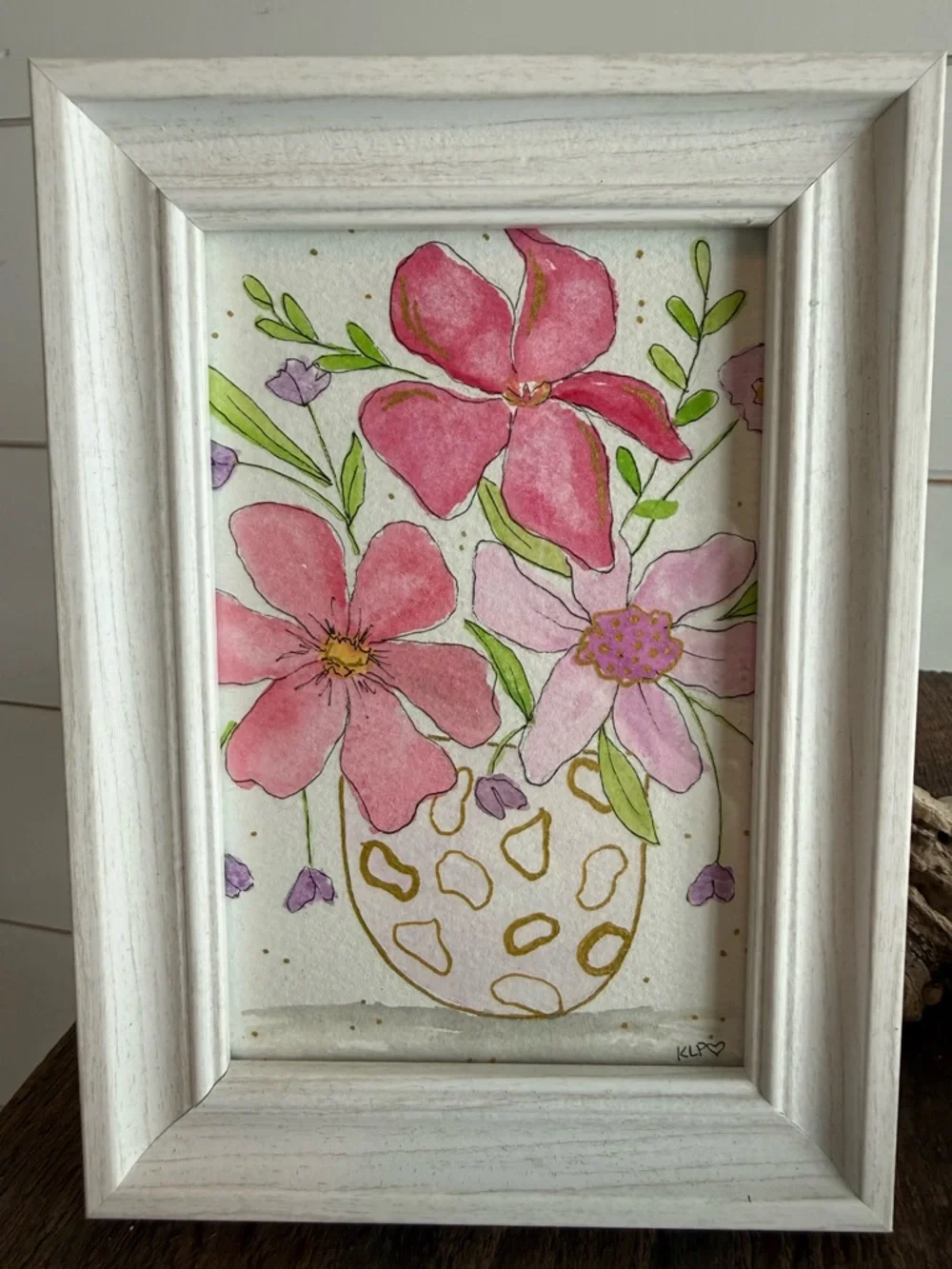 Hand crafted Watercolor in 4x6 white frame - Picture 3 of 5